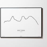 Drei Türme | Vorarlberg | Illustration | Zeichnung Bild Print Poster 2830m Mit Rahmen Framed L & XL