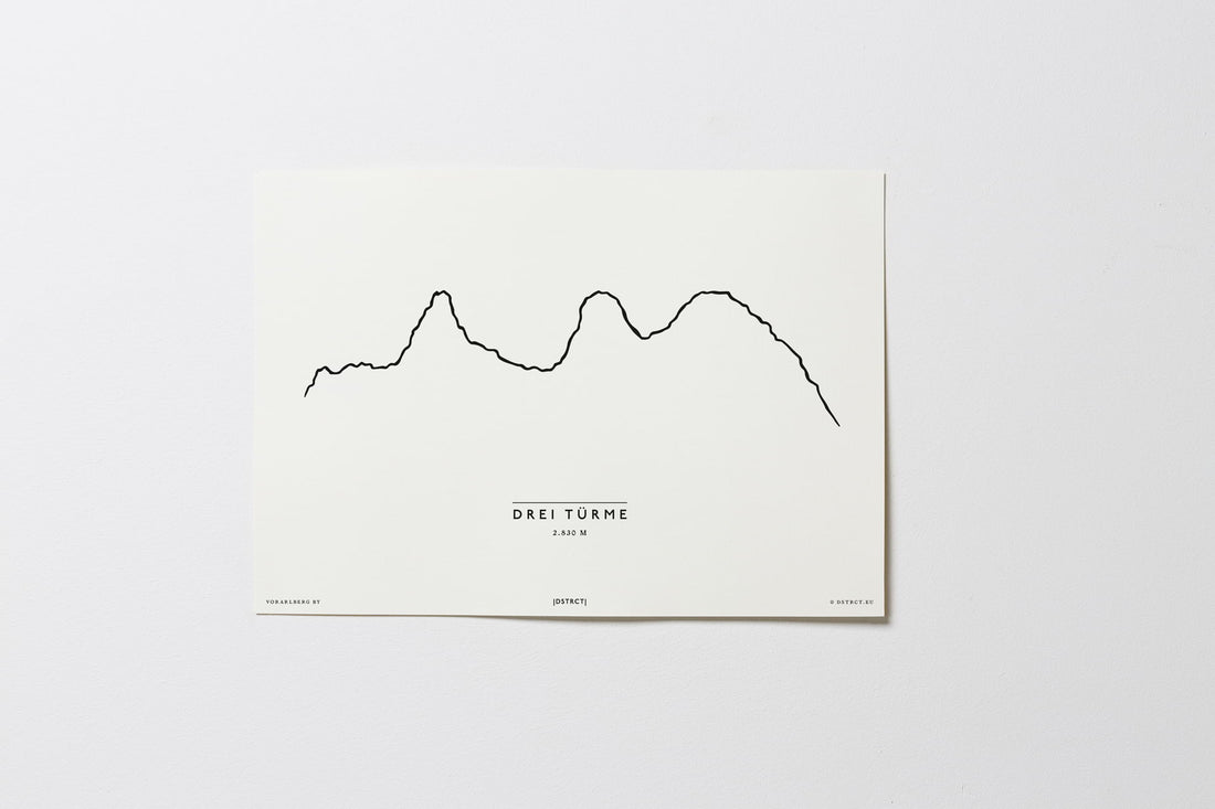 Drei Türme | Vorarlberg | Illustration | Zeichnung Bild Print Poster 2830m Ohne Rahmen Unframed