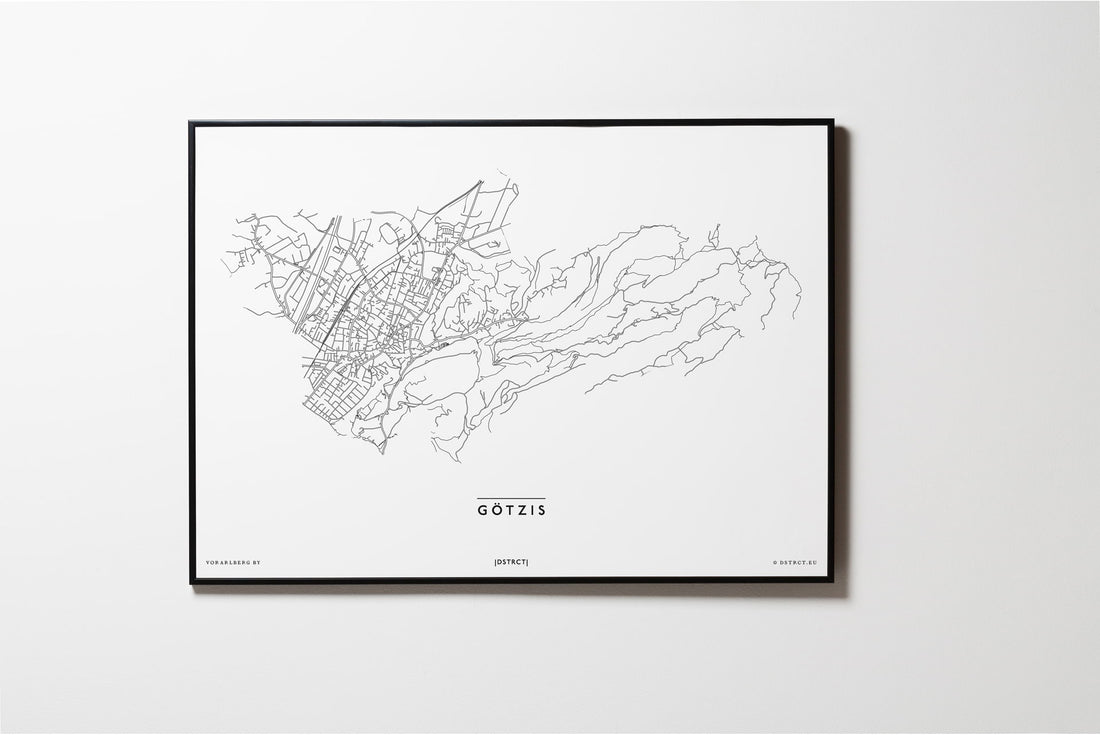 Götzis | 6840 | Vorarlberg | City Map Karte Plan Bild Print Poster Mit Rahmen Framed L & XL
