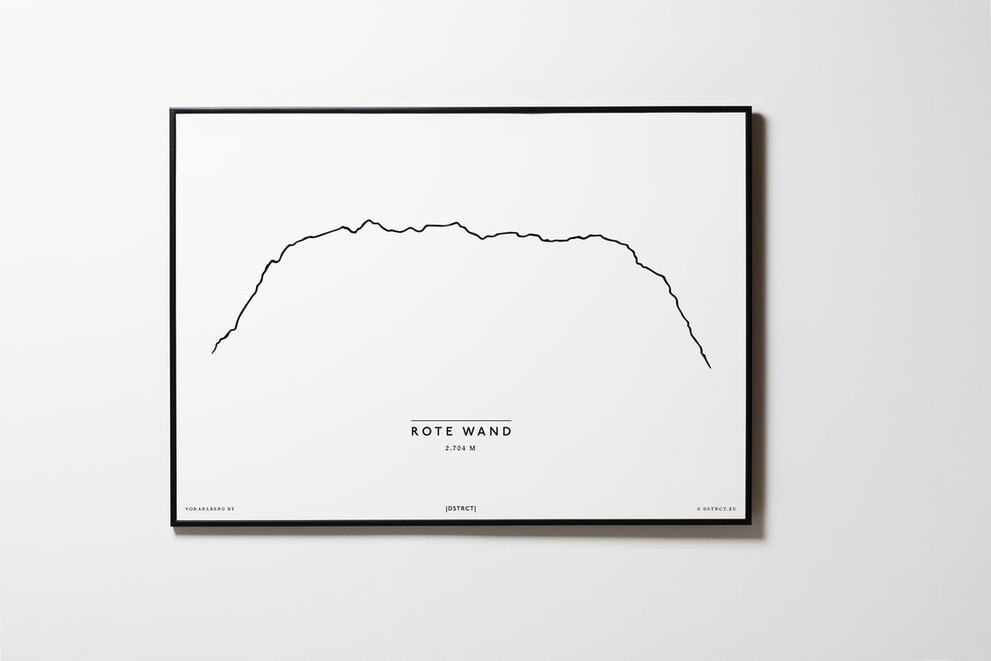 Rote Wand | Vorarlberg | Illustration | Zeichnung Bild Print Poster Mit Rahmen Framed L & XL