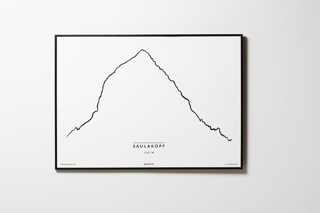 Saulakopf | Vorarlberg | Illustration | Zeichnung Bild Print Poster Mit Rahmen Framed L & XL