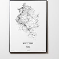 Vorarlberg | Österreich | City Map Karte Plan Bild Print Poster Mit Rahmen Framed L & XL