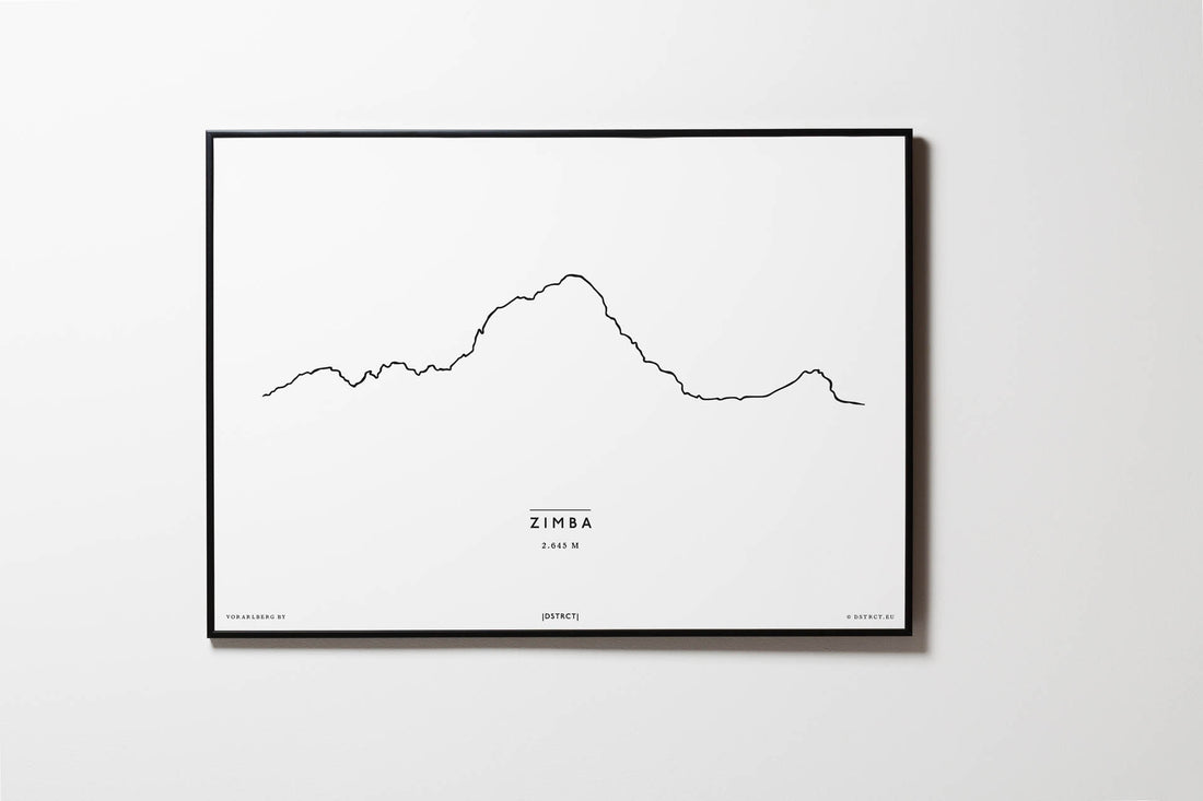 SALE | Zimba | Vorarlberg | Illustration | Zeichnung Bild Print Poster Mit Rahmen Framed L & XL