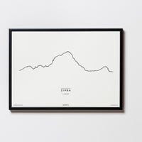 Zimba 2645m | Vorarlberg | Illustration | Zeichnung Bild Print Poster Mit Rahmen Framed