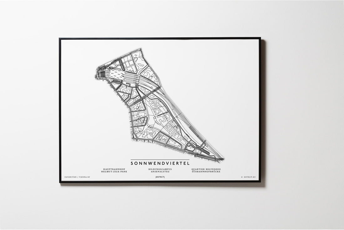 Sonnwendviertel | Favoriten | 1100 | Wien | City Map Karte Plan Bild Print Poster Mit Rahmen Framed L & XL