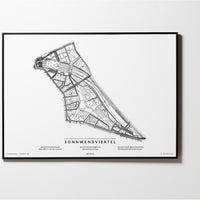 Sonnwendviertel | Favoriten | 1100 | Wien | City Map Karte Plan Bild Print Poster Mit Rahmen Framed L & XL