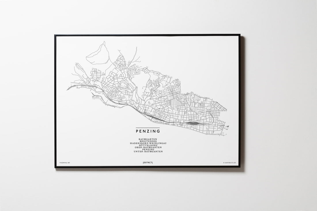 Penzing | 1140 | Wien | City Map Karte Plan Bild Print Poster Mit Rahmen Framed L & XL