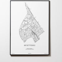 Brigittenau | 1200 | Wien | City Map Karte Plan Bild Print Poster Mit Rahmen Framed L & XL