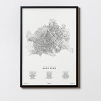 Ganz Wien | Wien | Österreich | City Map Karte Plan Bild Print Poster Mit Rahmen Framed