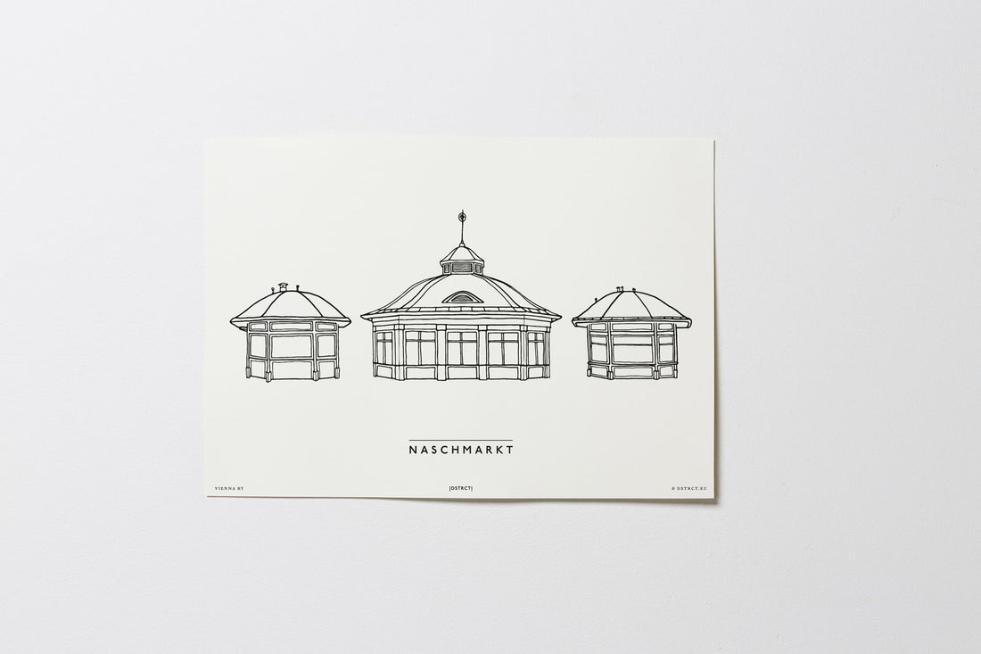 Naschmarkt | Relaxed Design | Wien | Illustration | Zeichnung Bild Print Poster Ohne Rahmen Unframed