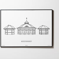 Naschmarkt | Relaxed Design | Wien | Illustration | Zeichnung Bild Print Poster Mit Rahmen Framed L & XL
