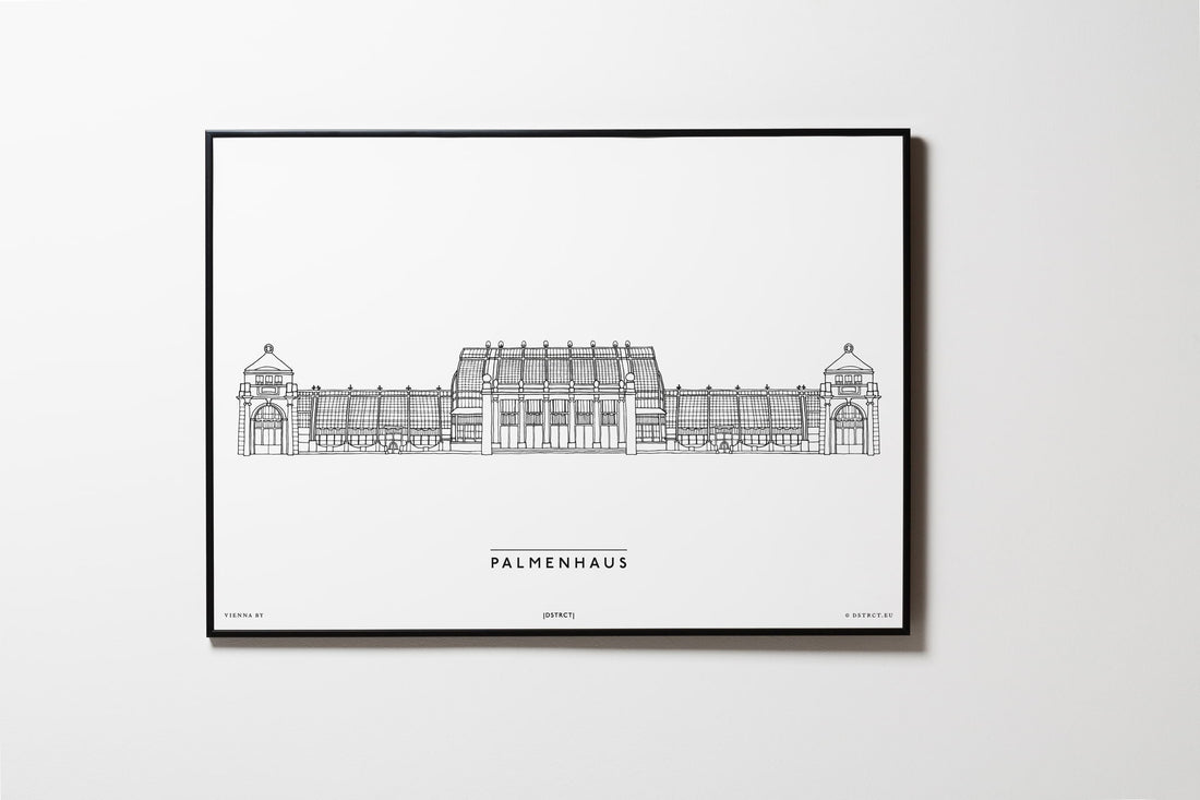 Palmenhaus | Relaxed Design | Wien | Illustration Zeichnung Bild Print Poster Mit Rahmen Framed L & XL