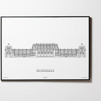 Palmenhaus | Relaxed Design | Wien | Illustration Zeichnung Bild Print Poster Mit Rahmen Framed L & XL