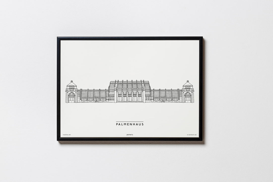 Palmenhaus | Relaxed Design | Wien | Illustration Zeichnung Bild Print Poster Mit Rahmen Framed