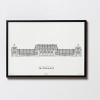 Palmenhaus | Relaxed Design | Wien | Illustration Zeichnung Bild Print Poster Mit Rahmen Framed