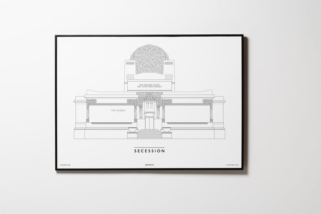Secession | Wien | Illustration Zeichnung Bild Print Poster Kunst Mit Rahmen Framed L & XL