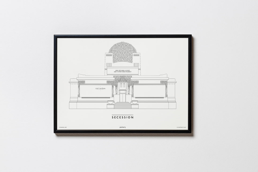 Secession | Wien | Illustration Zeichnung Bild Print Poster Kunst Mit Rahmen Framed