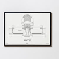 Secession | Wien | Illustration Zeichnung Bild Print Poster Kunst Mit Rahmen Framed