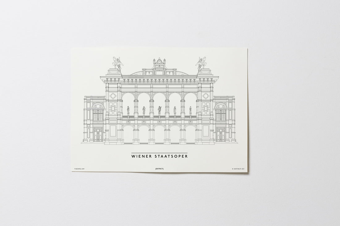 Wiener Staatsoper | Strict Design | Wien | Illustration Zeichnung Bild Print Poster Ohne Rahmen Unframed