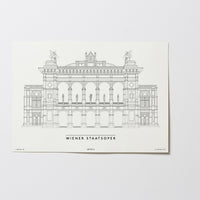 Wiener Staatsoper | Strict Design | Wien | Illustration Zeichnung Bild Print Poster Ohne Rahmen Unframed