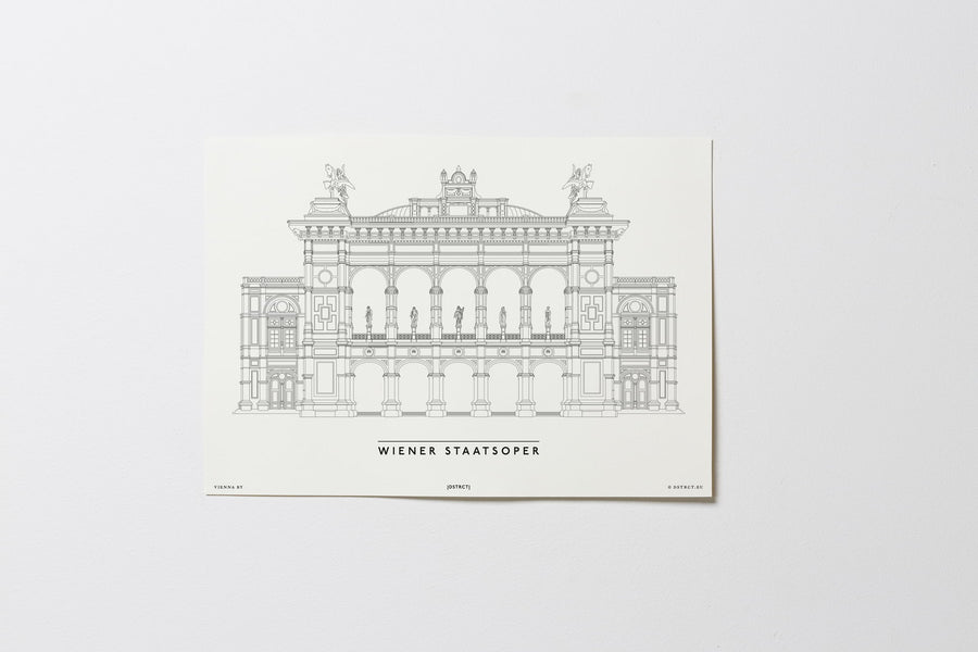 Wiener Staatsoper | Strict Design | Wien | Illustration Zeichnung Bild Print Poster Ohne Rahmen Unframed