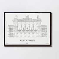 Wiener Staatsoper | Strict Design | Wien | Illustration Zeichnung Bild Print Poster Mit Rahmen Framed