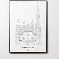Wiener Stephansdom | Wien | Illustration Zeichnung Bild Print Poster Kunst Mit Rahmen Framed L & XL