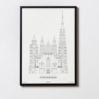 Wiener Stephansdom | Wien | Illustration Zeichnung Bild Print Poster Kunst Mit Rahmen Framed