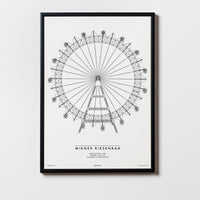 Wiener Riesenrad | Wien | Illustration Zeichnung Bild Print Poster Kunst Mit Rahmen Framed