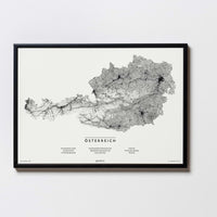 Österreich | Austria | City Map Karte Plan Bild Print Poster Mit Rahmen Framed