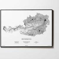 Österreich | Austria | City Map Karte Plan Bild Print Poster Mit Rahmen Framed L & XL