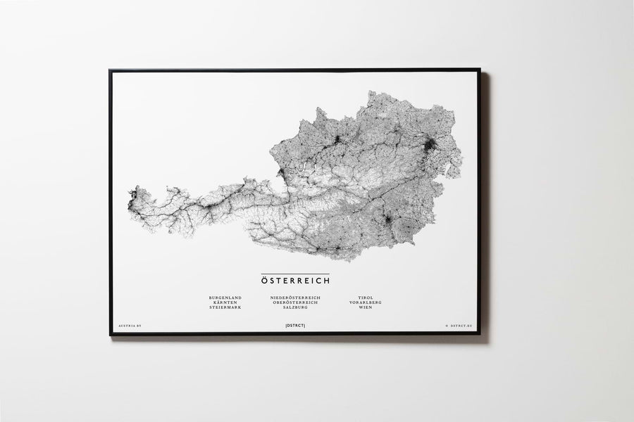 Österreich | Austria | City Map Karte Plan Bild Print Poster Mit Rahmen Framed L & XL