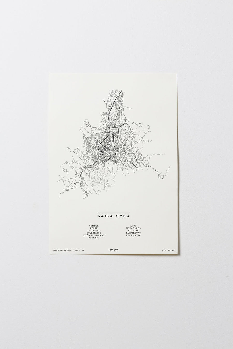 Banja Luka | Republika Srpska | Bosnien und Herzegowina | City Map Karte Plan Bild Print Poster Ohne Rahmen Unframed