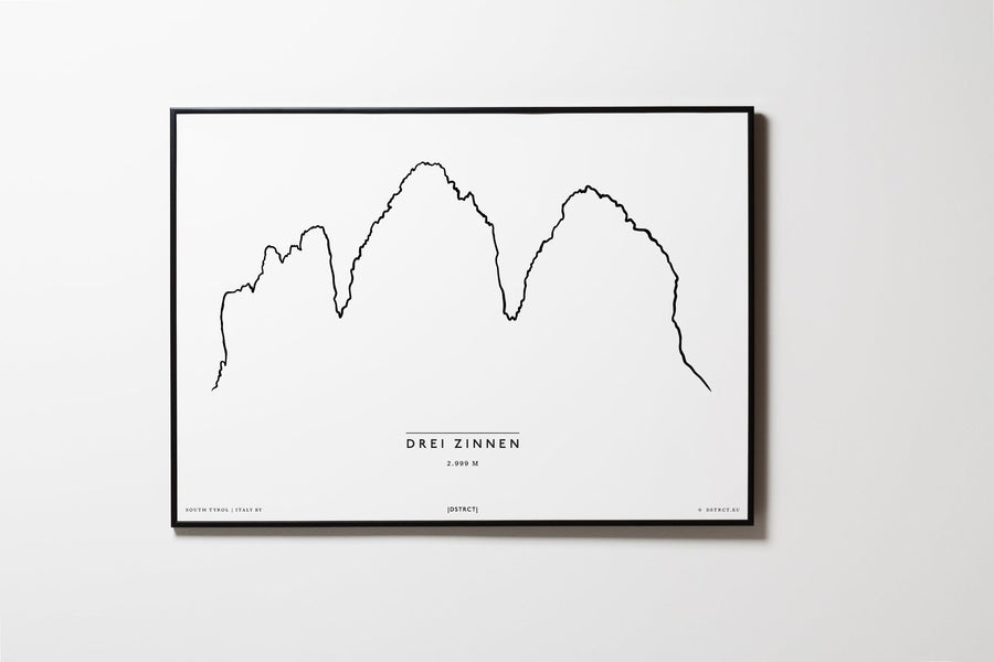 Drei Zinnen | Südtirol | Italien | Illustration | Zeichnung Bild Print Poster Mit Rahmen Framed L & XL