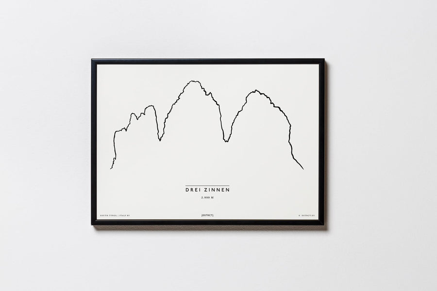 Drei Zinnen | Südtirol | Italien | Illustration | Zeichnung Bild Print Poster Mit Rahmen Framed