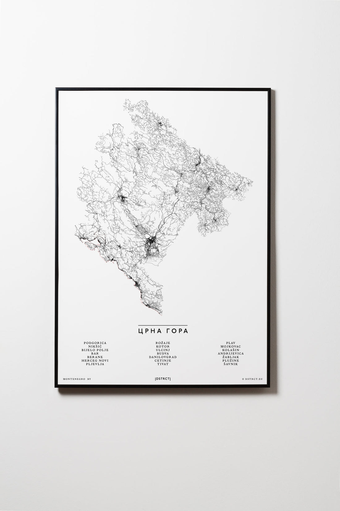 Montenegro | Crna Gora | City Map Karte Plan Bild Print Poster Mit Rahmen Framed L & XL