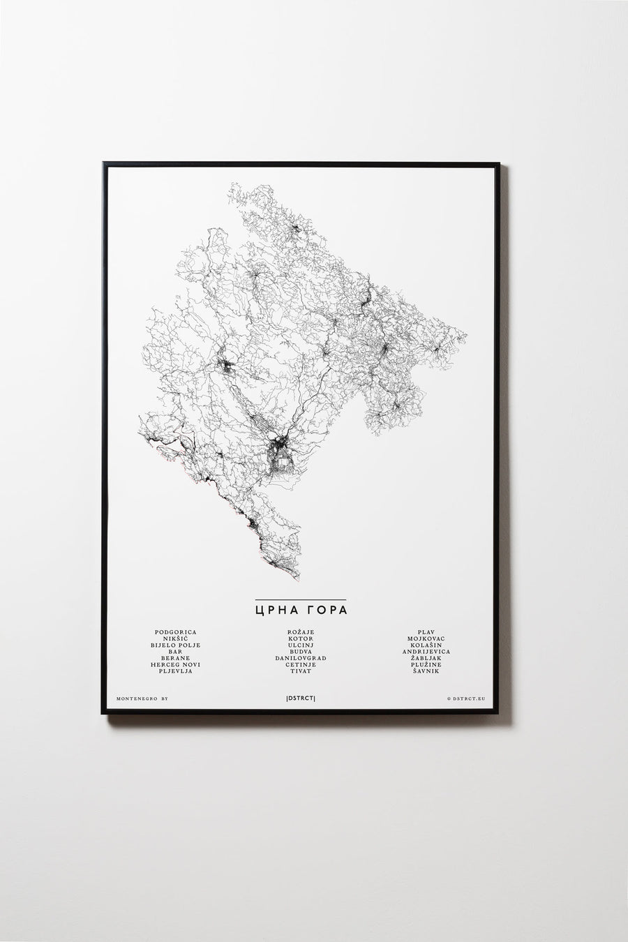 Montenegro | Crna Gora | City Map Karte Plan Bild Print Poster Mit Rahmen Framed L & XL