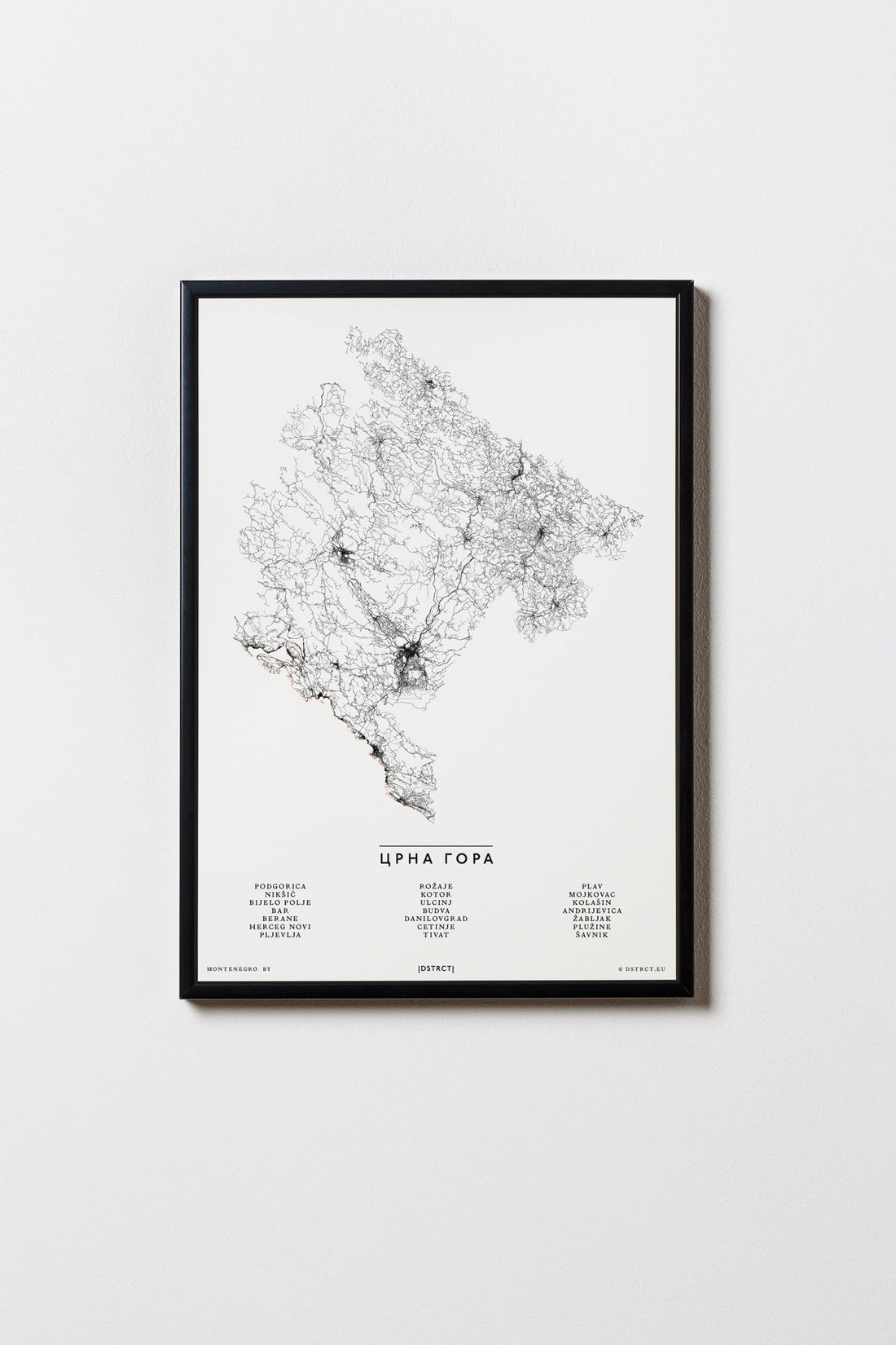 Montenegro | Crna Gora | City Map Karte Plan Bild Print Poster Mit Rahmen Framed