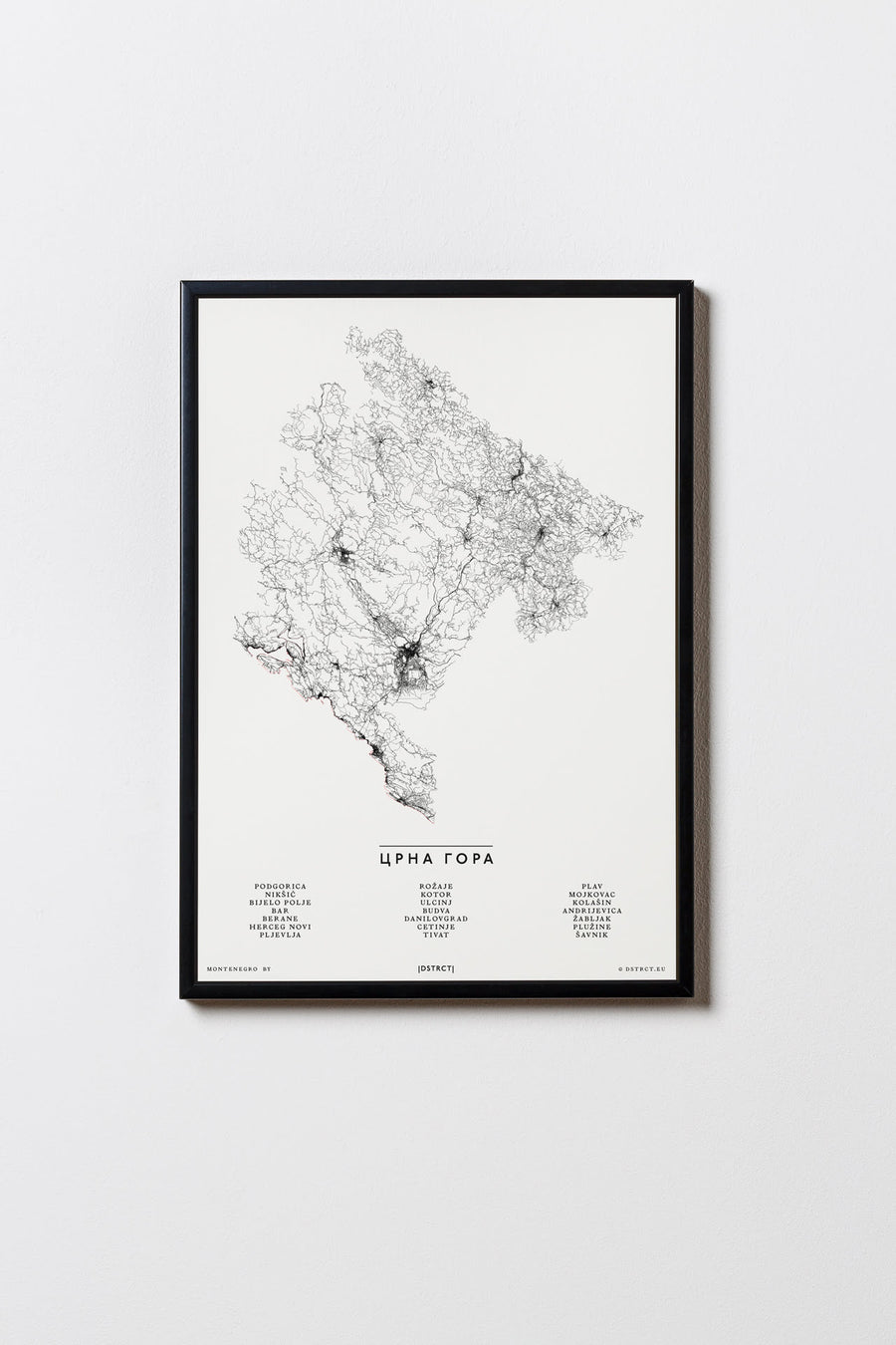 Montenegro | Crna Gora | City Map Karte Plan Bild Print Poster Mit Rahmen Framed