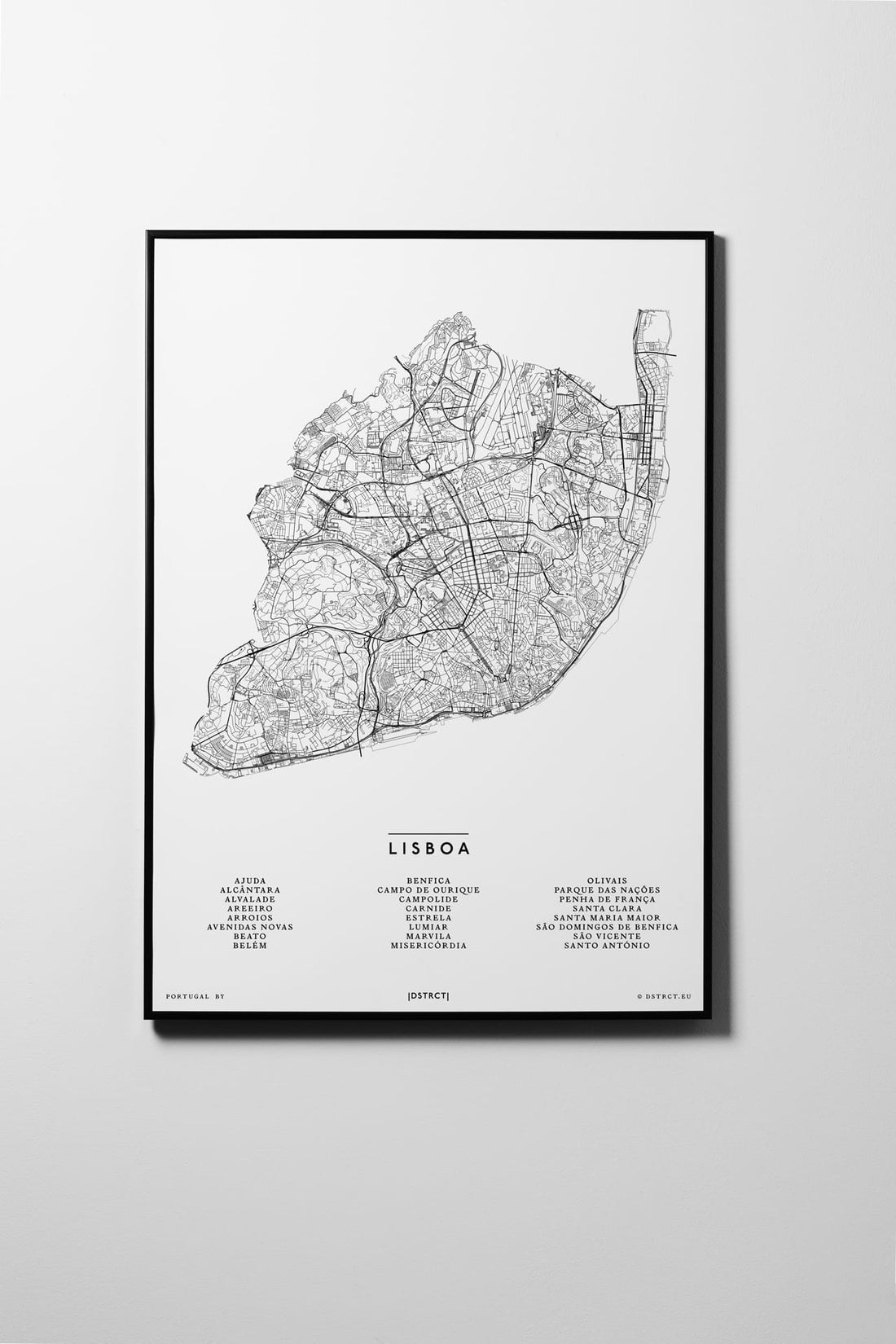 Lissabon | Lisboa | Portugal | City Map Karte Plan Bild Print Poster Illustration Framed mit Rahmen L & XL