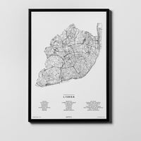 Lissabon | Lisboa | Portugal | City Map Karte Plan Bild Print Poster Illustration Framed mit Rahmen
