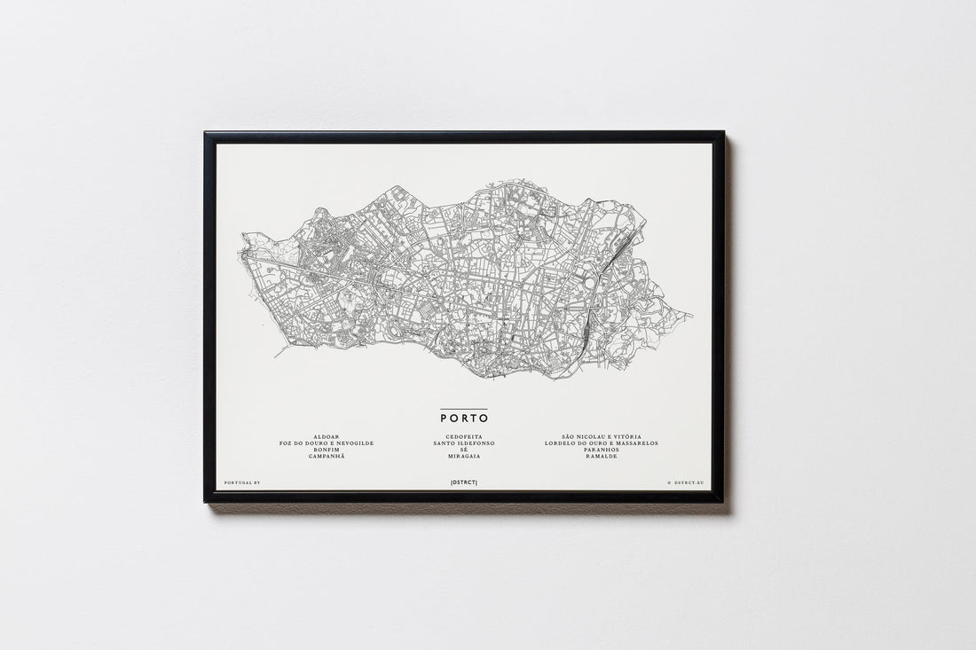 Porto | Portugal | City Map Karte Plan Bild Print Poster Illustration Framed mit Rahmen