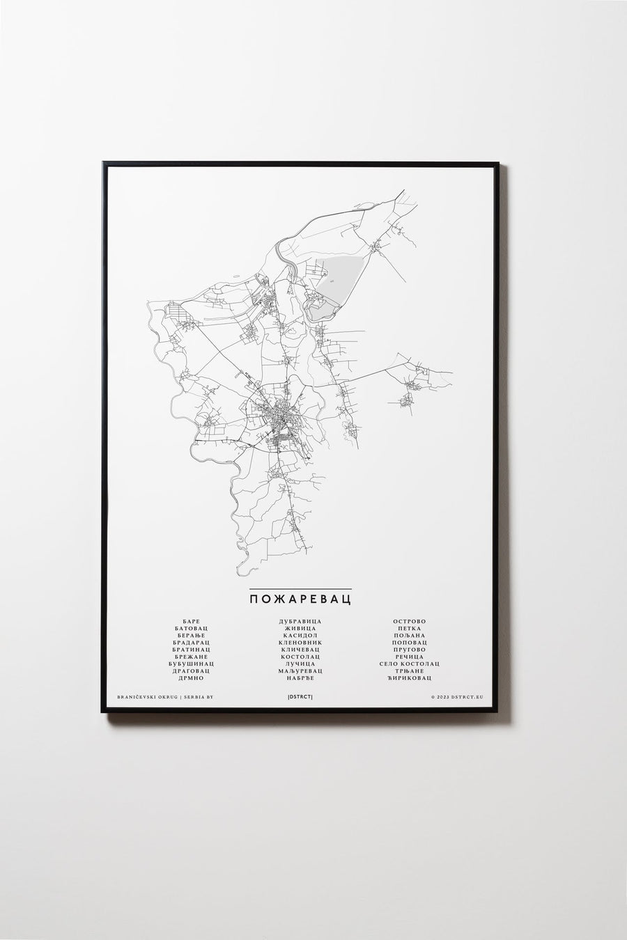 Pozarevac | Serbien | City Map Karte Plan Bild Print Poster Mit Rahmen Framed L & XL