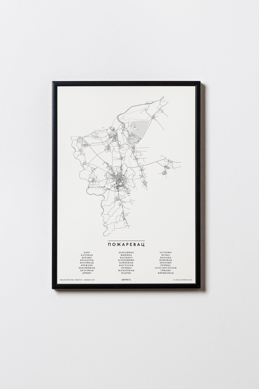 Pozarevac | Serbien | City Map Karte Plan Bild Print Poster Mit Rahmen Framed