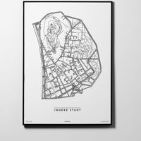 Innere Stadt | 8010 | Graz | City Map Karte Plan Bild Print Poster Framed Mit Rahmen L & XL