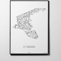 St. Leonhard | 8010, 8047 | Graz | City Map Karte Plan Bild Print Poster Framed Mit Rahmen L & XL