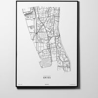 Gries | 8020, 8053, 8055 | Graz | City Map Karte Plan Bild Print Poster Framed Mit Rahmen L & XL