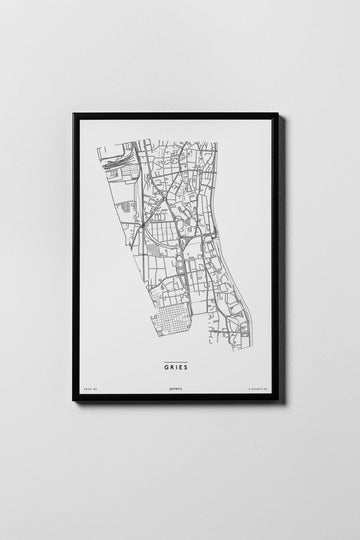Gries | 8020, 8053, 8055 | Graz | City Map Karte Plan Bild Print Poster Framed Mit Rahmen