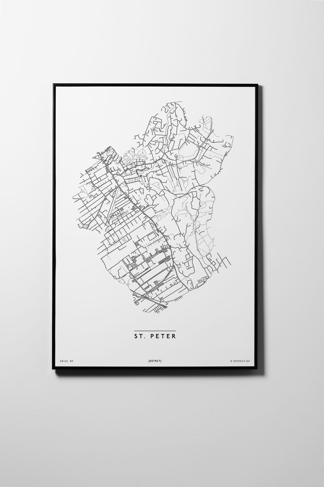 St. Peter | 8010, 8041, 8042, 8074 | Graz | City Map Karte Plan Bild Print Poster Framed Mit Rahmen L & XL