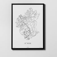 St. Peter | 8010, 8041, 8042, 8074 | Graz | City Map Karte Plan Bild Print Poster Framed Mit Rahmen